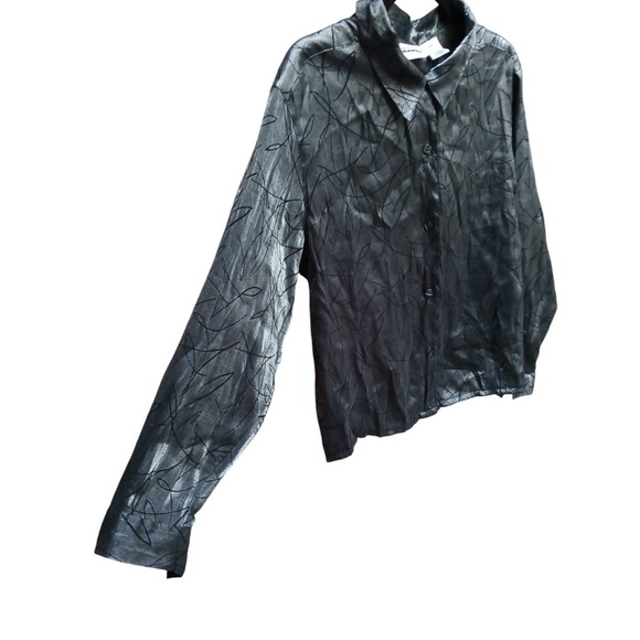 Vintage TR Bentley Plus Silver Blouse Size 16w Button Up Shiny - Picture 4 of 8